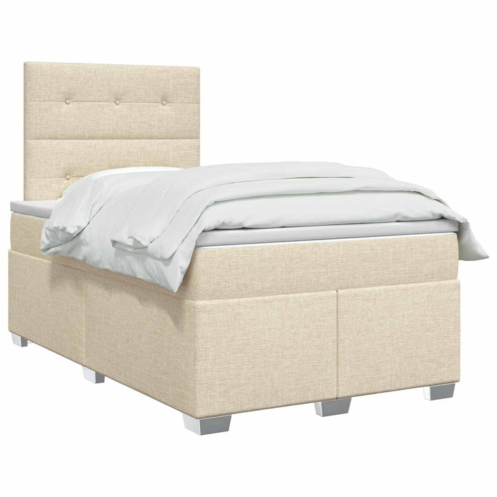 Boxmadras med topmadras Cremefarvet 120 x 200 cm Stof