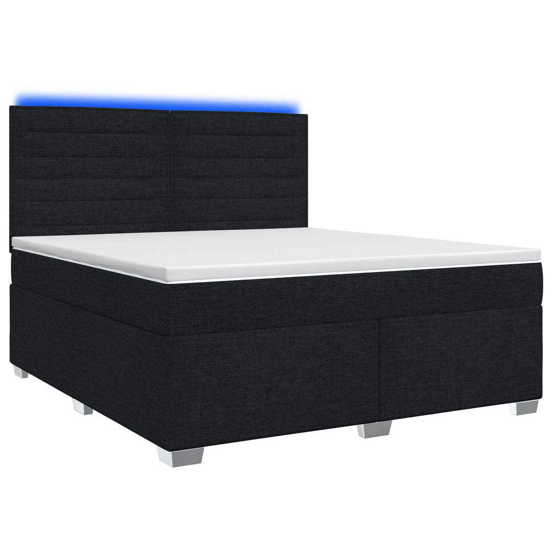 Boxmadras med topmadras med hovedgærde Sort 140 x 190 cm Stof