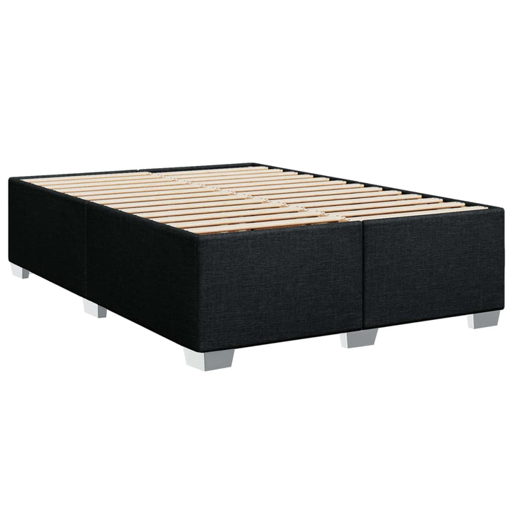 Boxmadras med topmadras med hovedgærde Sort 140 x 190 cm Stof