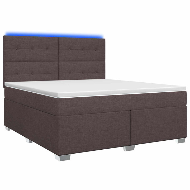 Boxmadras med topmadras Mørk Brun 140 x 200 cm Stof