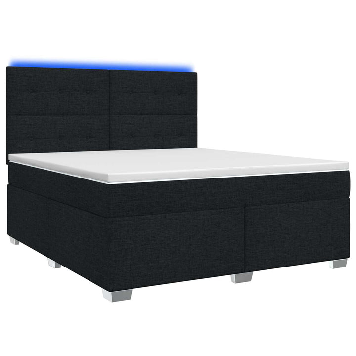 Boxmadras med topmadras med hovedgærde Sort 160 x 200 cm Stof