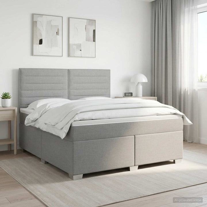 Boxmadras med topmadras Lysegrå 140 x 190 cm Stof