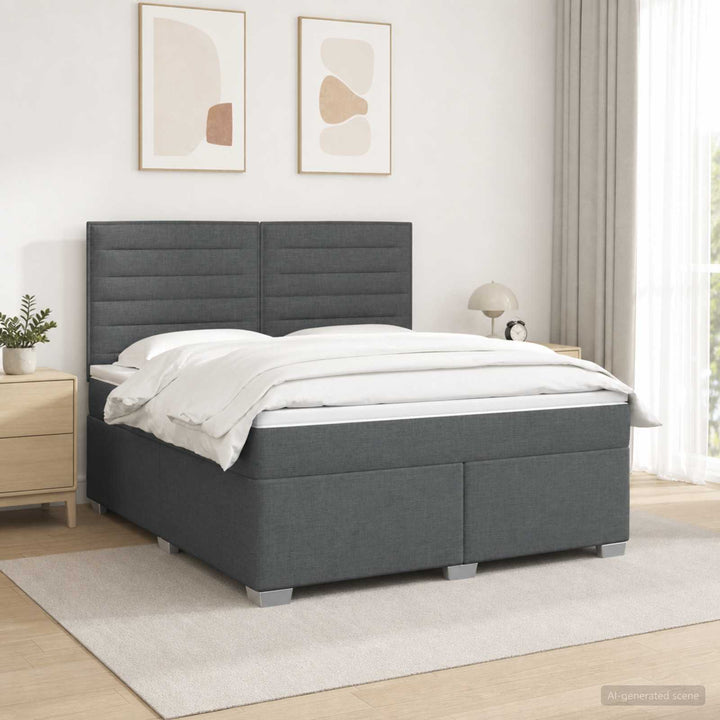 Boxmadras med topmadras Mørkegrå 140 x 190 cm Stof
