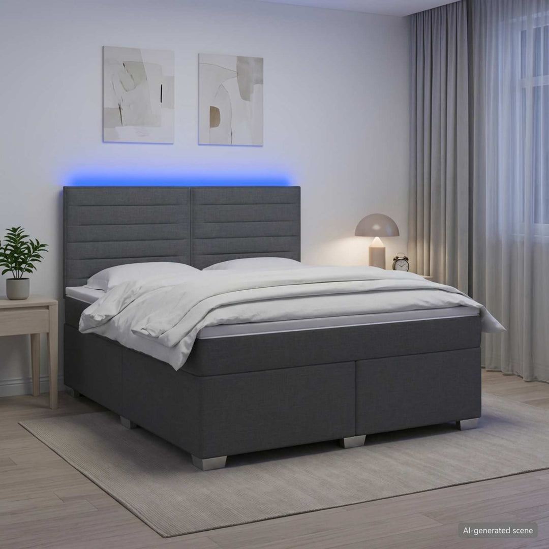 Boxmadras med topmadras Mørkegrå 140 x 190 cm Stof