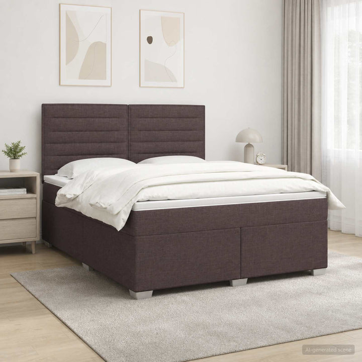 Boxmadras med topmadras Mørk Brun 140 x 200 cm Stof