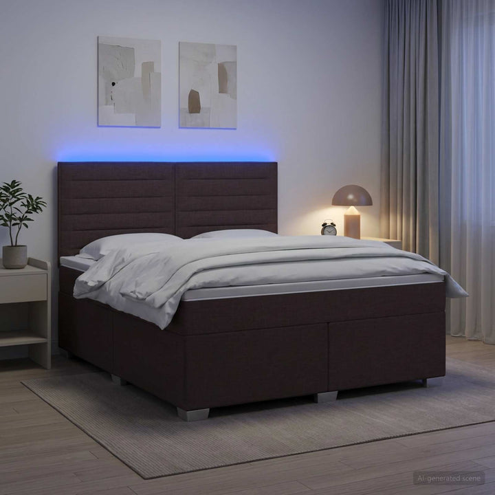 Boxmadras med topmadras Mørk Brun 180 x 200 cm Stof