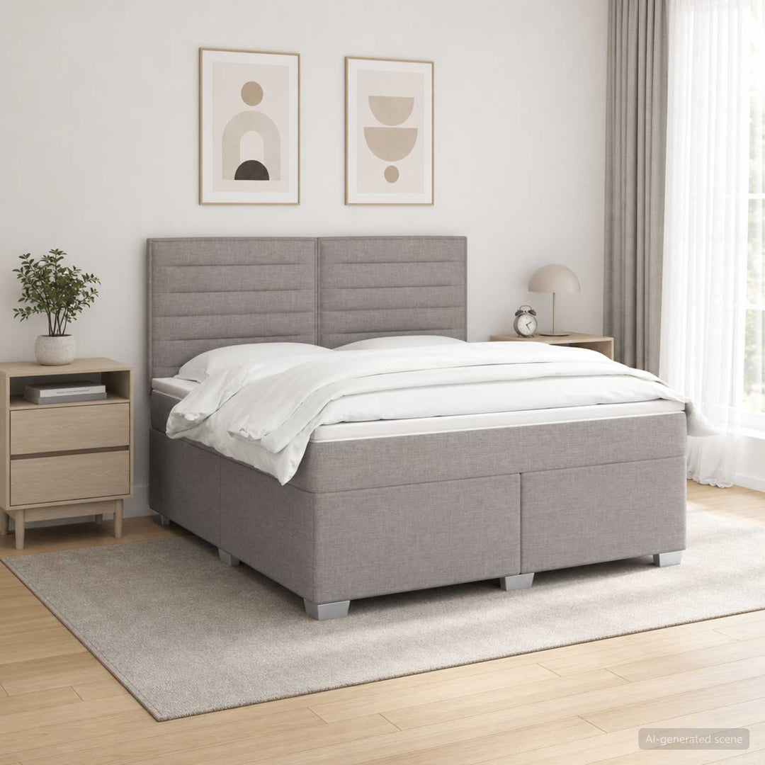 Boxmadras med topmadras Gråbrun 140 x 200 cm Stof