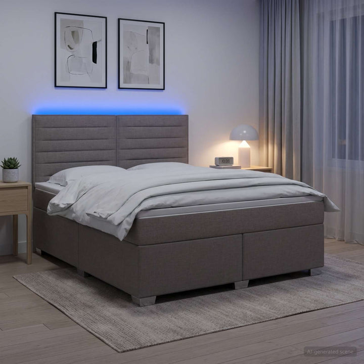 Boxmadras med topmadras Gråbrun 140 x 200 cm Stof