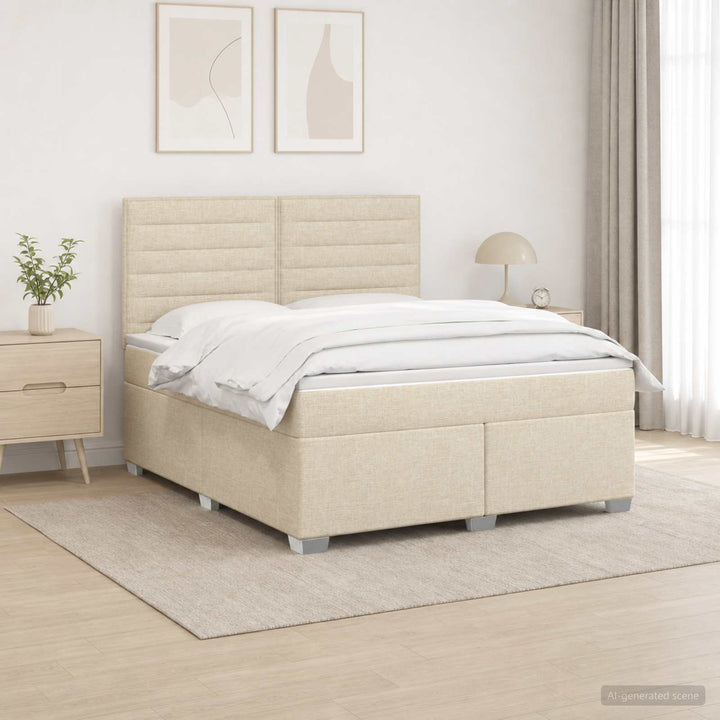 Boxmadras med topmadras Cremefarvet 140 x 200 cm Stof