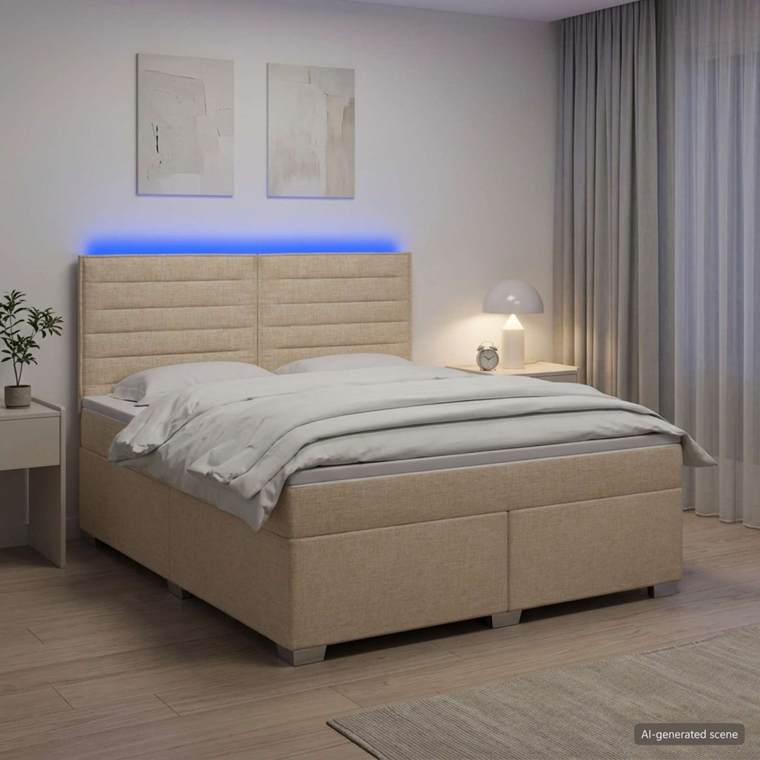 Boxmadras med topmadras Cremefarvet 140 x 190 cm Stof