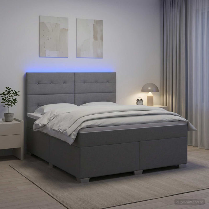 Boxmadras med topmadras Lysegrå 140 x 190 cm Stof