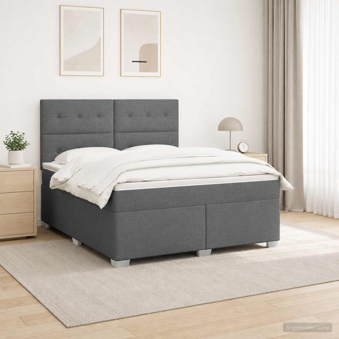 Boxmadras med topmadras Mørkegrå 140 x 190 cm Stof