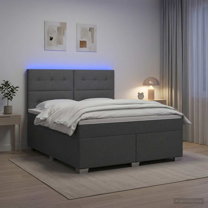 Boxmadras med topmadras Mørkegrå 160 x 200 cm Stof