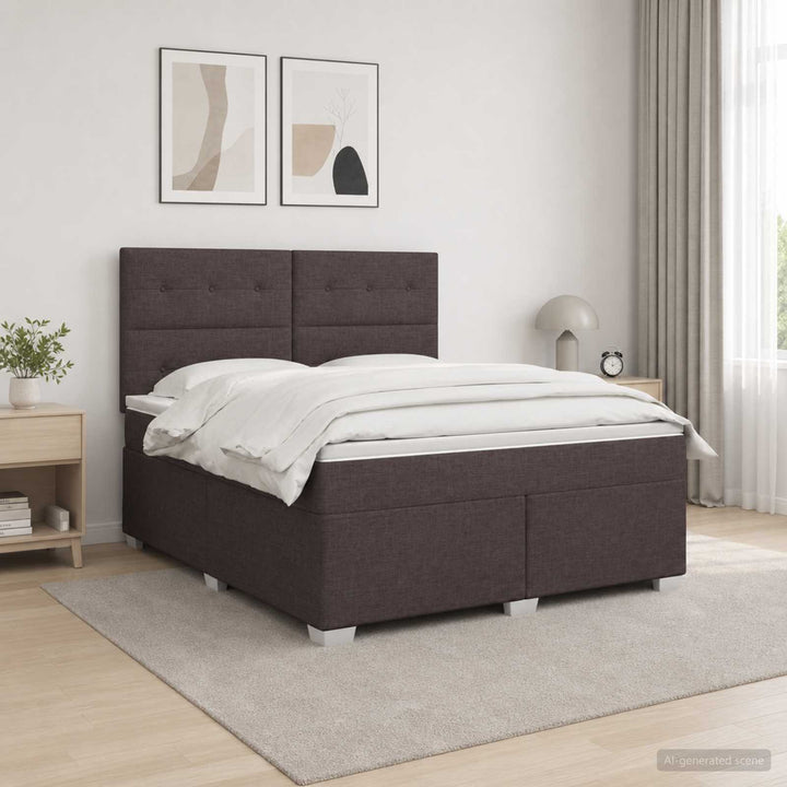 Boxmadras med topmadras Mørk Brun 160 x 200 cm Stof