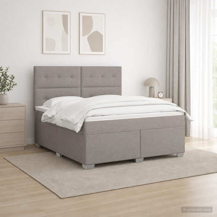 Boxmadras med topmadras Gråbrun 140 x 190 cm Stof