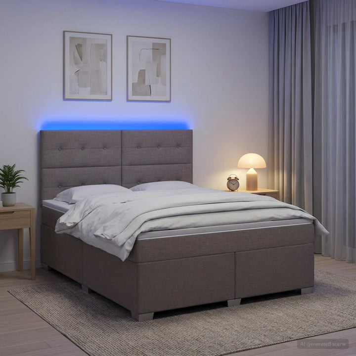 Boxmadras med topmadras Gråbrun 140 x 190 cm Stof