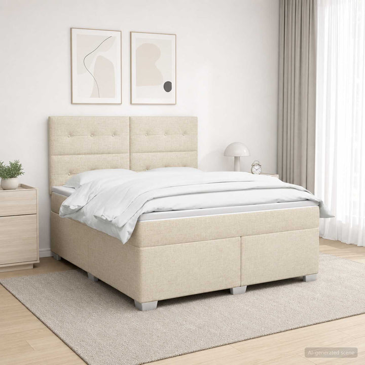 Boxmadras med topmadras Cremefarvet 140 x 200 cm Stof