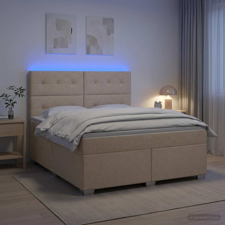 Boxmadras med topmadras Cremefarvet 140 x 190 cm Stof