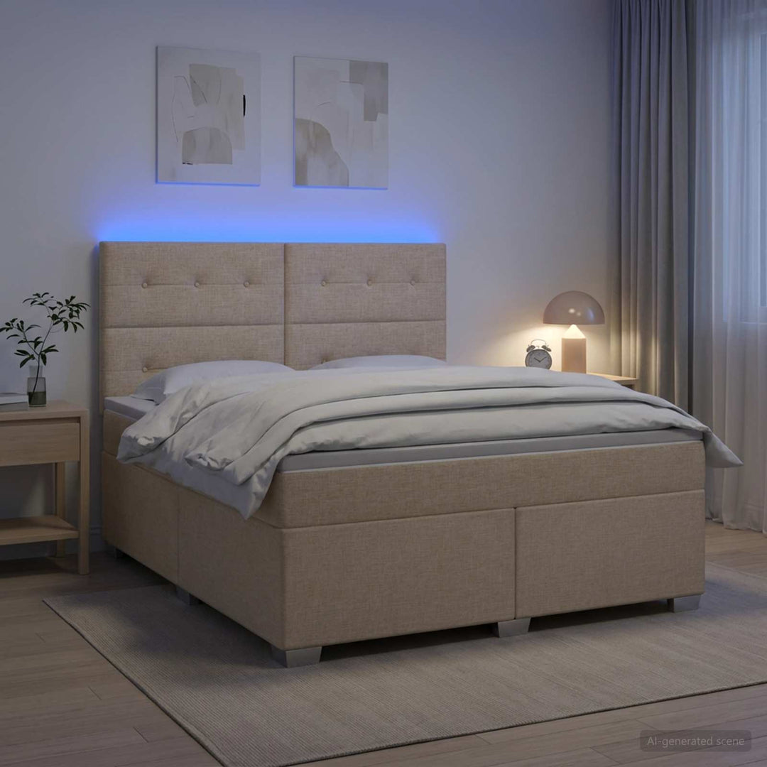 Boxmadras med topmadras Cremefarvet 160 x 200 cm Stof