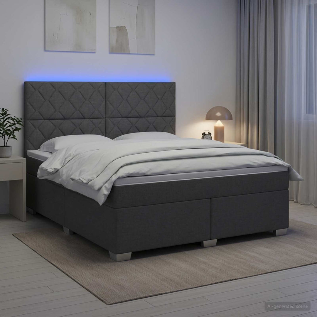 Boxmadras med topmadras Mørkegrå 140 x 200 cm Stof