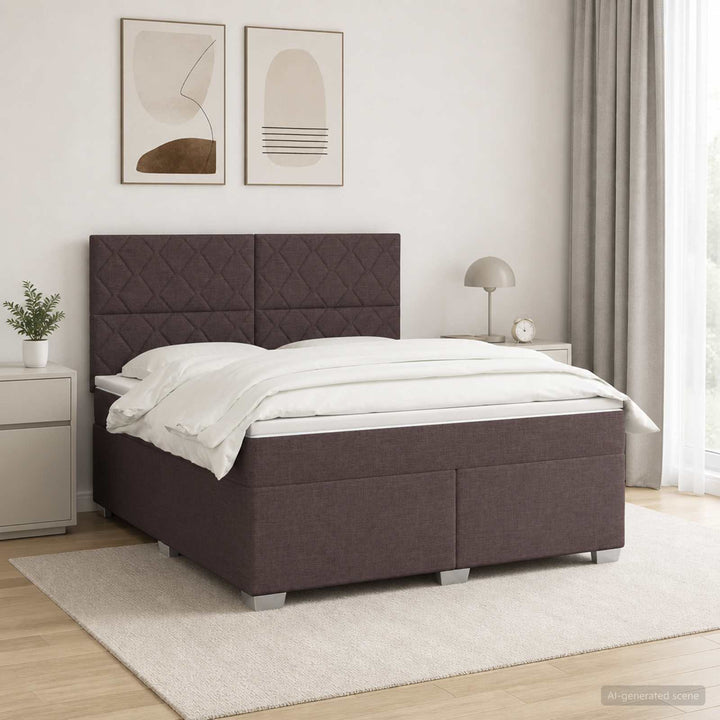 Boxmadras med topmadras Mørk Brun 140 x 200 cm Stof