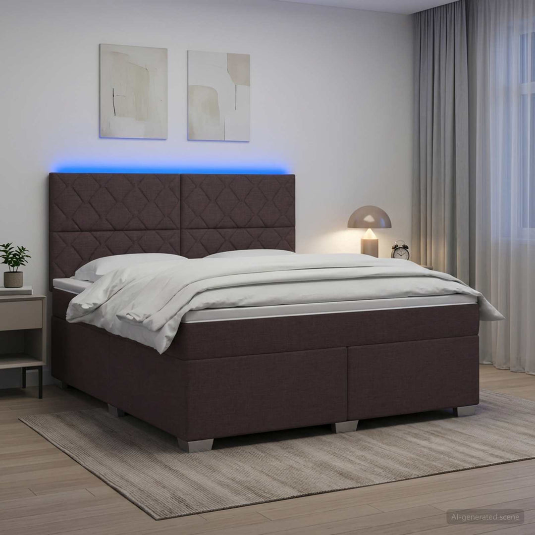 Boxmadras med topmadras Mørk Brun 140 x 200 cm Stof