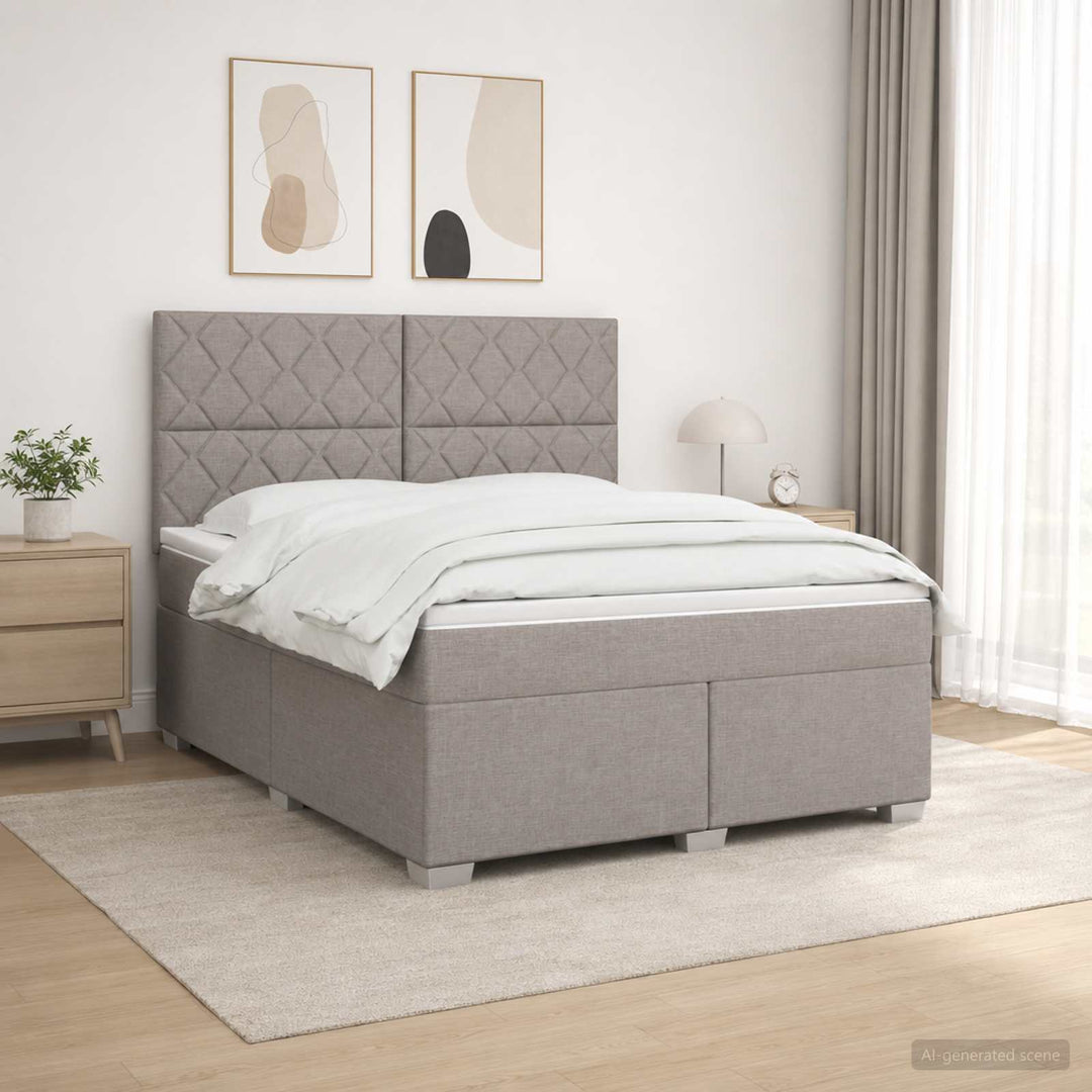 Boxmadras med topmadras Gråbrun 140 x 200 cm Stof