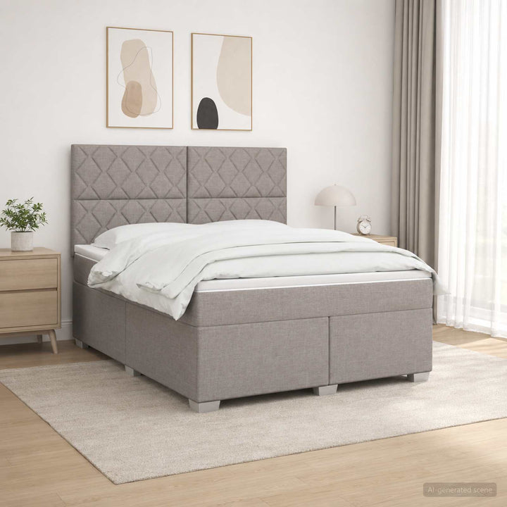 Boxmadras med topmadras Gråbrun 160 x 200 cm Stof