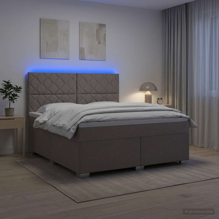 Boxmadras med topmadras Gråbrun 160 x 200 cm Stof