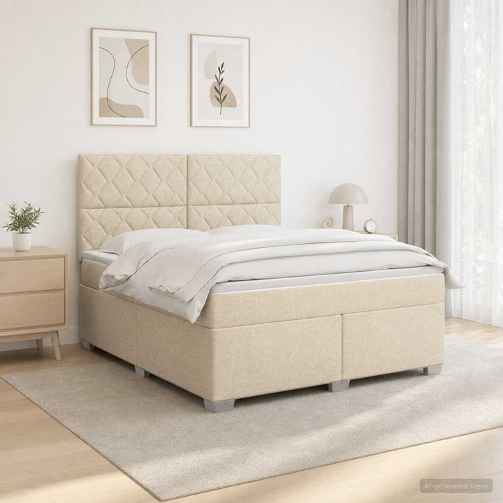 Boxmadras med topmadras Cremefarvet 160 x 200 cm Stof