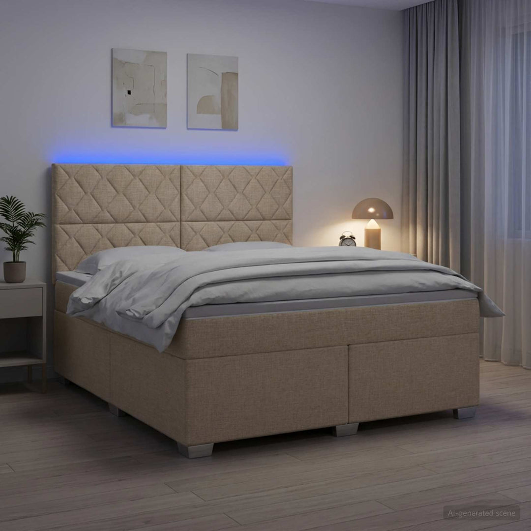 Boxmadras med topmadras Cremefarvet 160 x 200 cm Stof