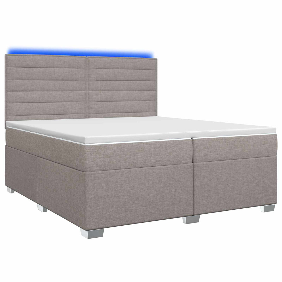 Boxmadras med topmadras Gråbrun 200 x 200 cm Stof