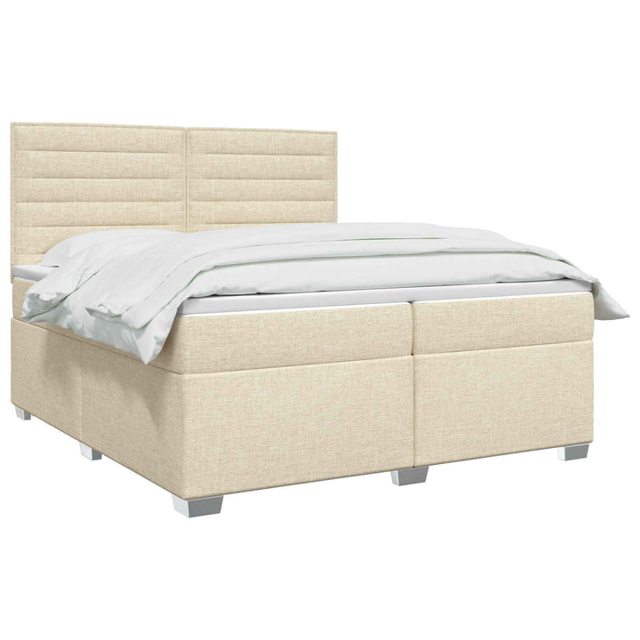 Boxmadras med topmadras Cremefarvet 200 x 200 cm Stof