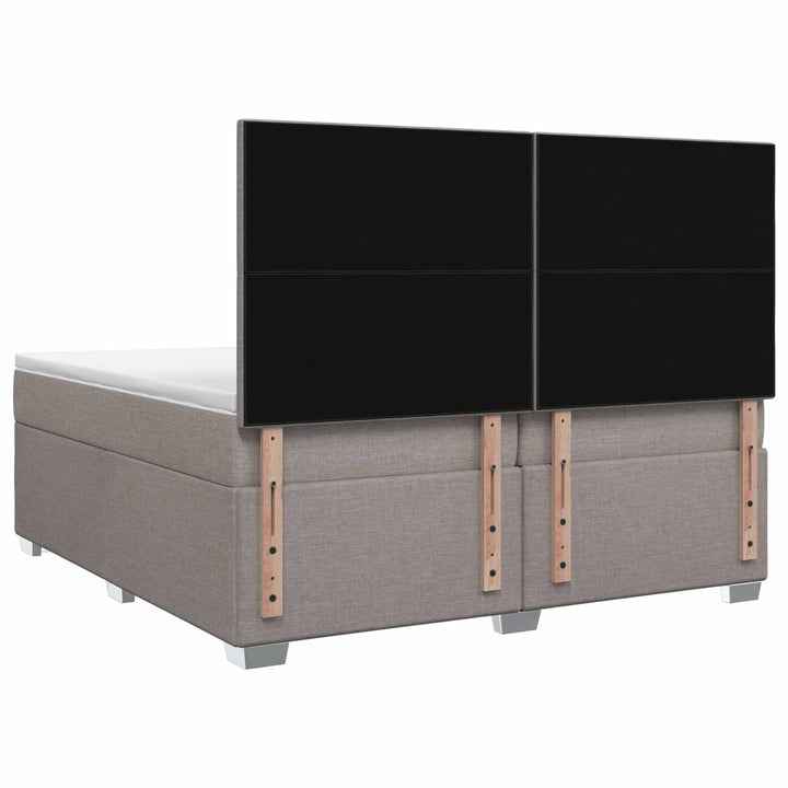 Boxmadras med topmadras Gråbrun 200 x 200 cm Stof