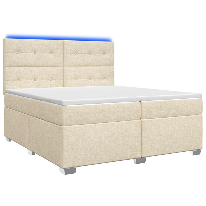 Boxmadras med topmadras Cremefarvet 200 x 200 cm Stof