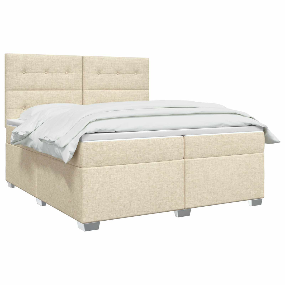 Boxmadras med topmadras Cremefarvet 200 x 200 cm Stof