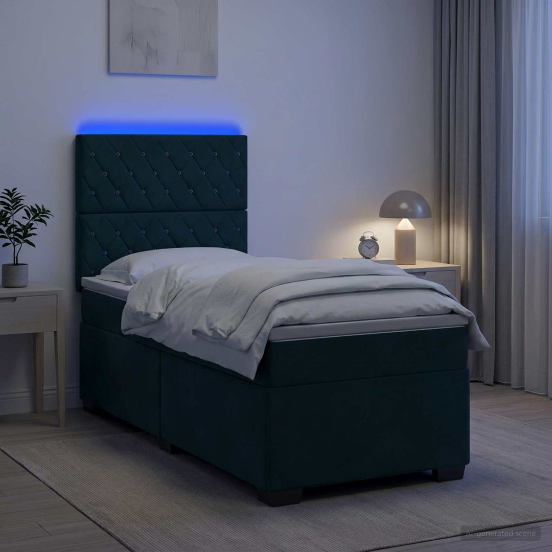 Boxmadras med topmadras Mørkegrøn 100 x 200 cm Fløjl