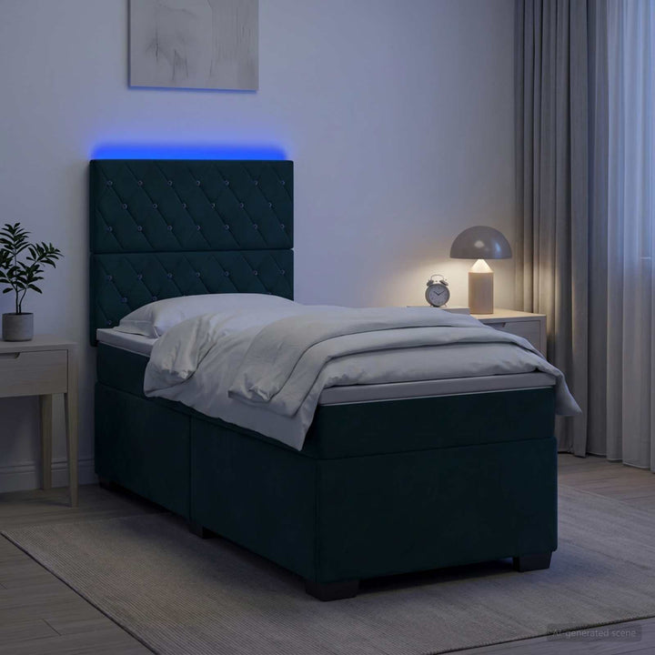 Boxmadras med topmadras Mørkegrøn 100 x 200 cm Fløjl