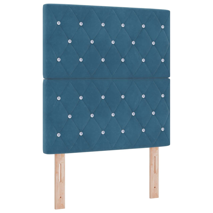 Boxmadras med topmadras med hovedgærde Blå 80 x 200 cm Fløjl