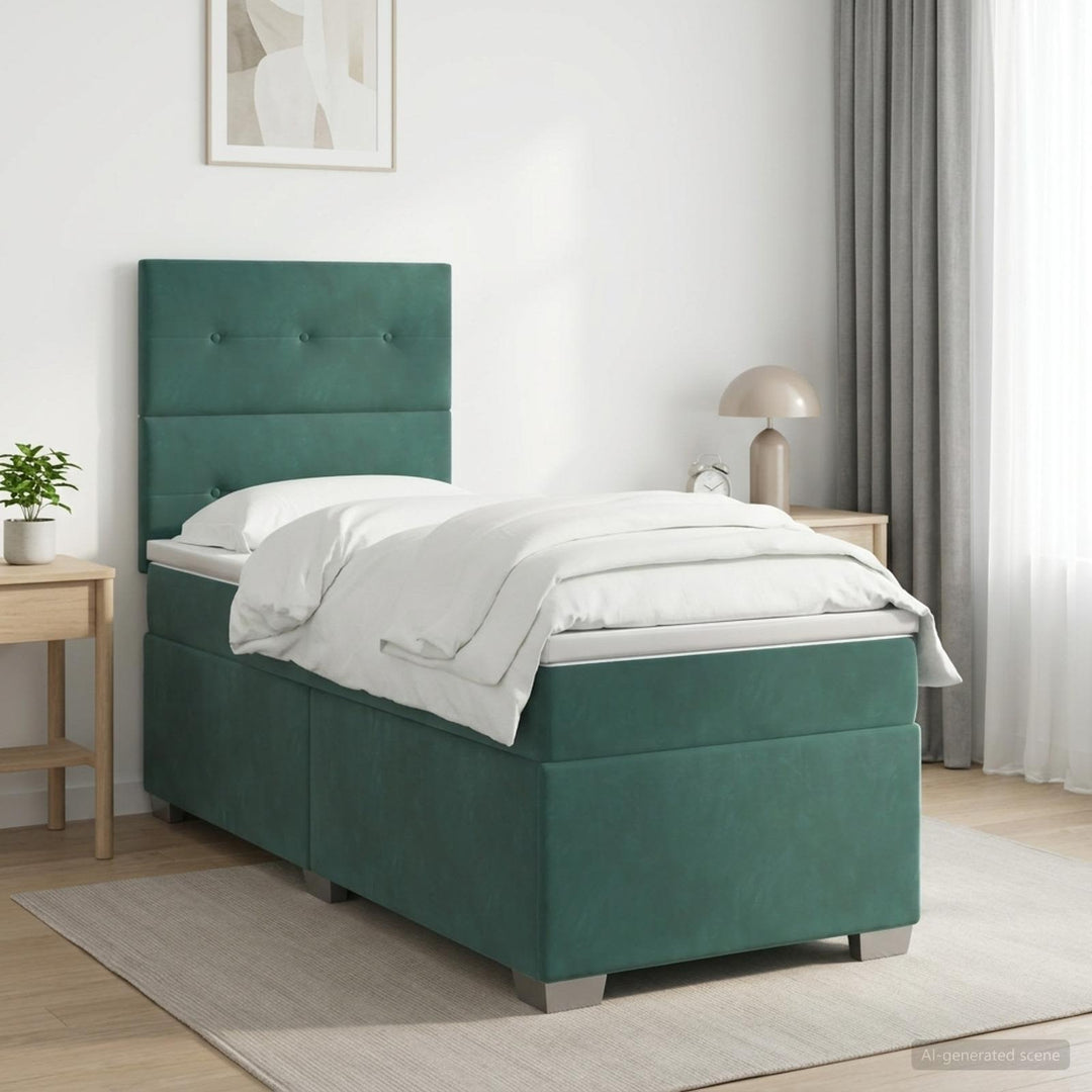 Boxmadras med topmadras Mørkegrøn 80 x 200 cm Fløjl