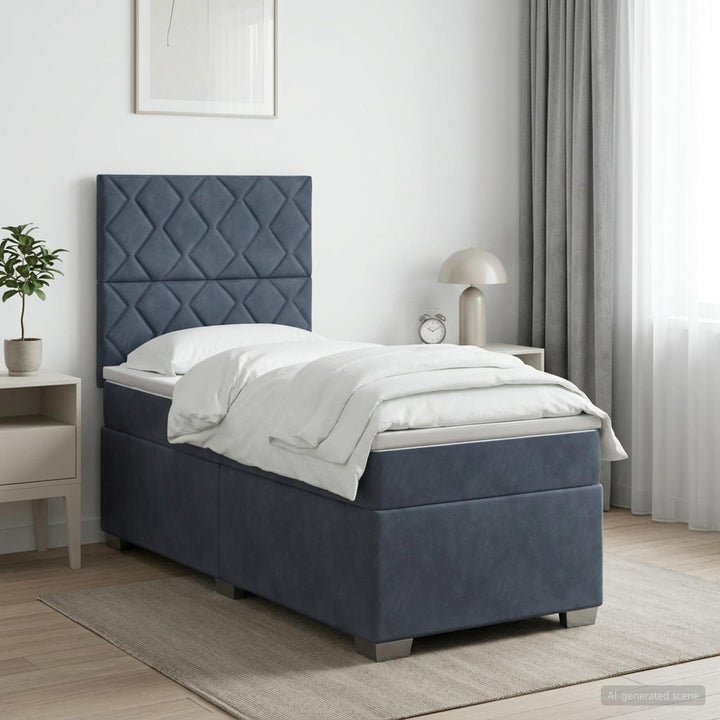 Boxmadras med topmadras Mørkegrå 80 x 200 cm Fløjl