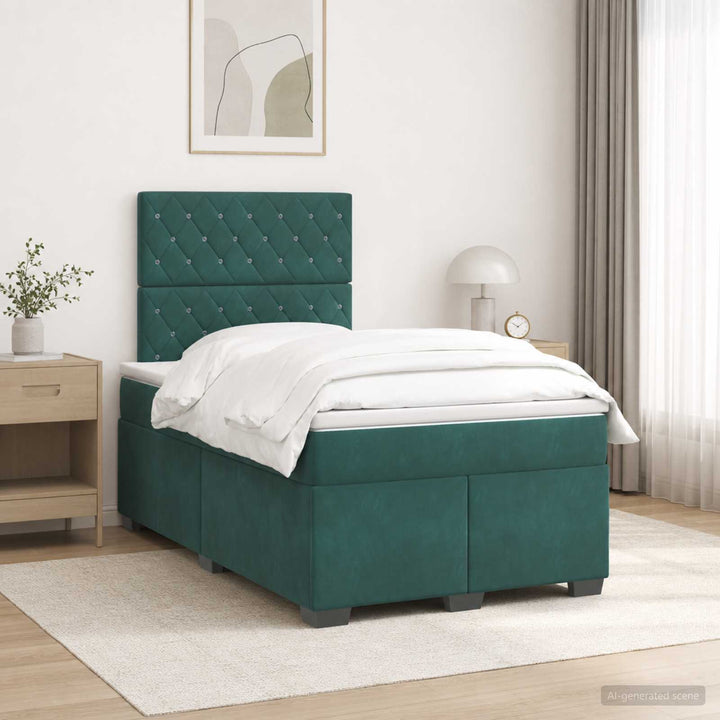 Boxmadras med topmadras Mørkegrøn 120 x 190 cm Fløjl