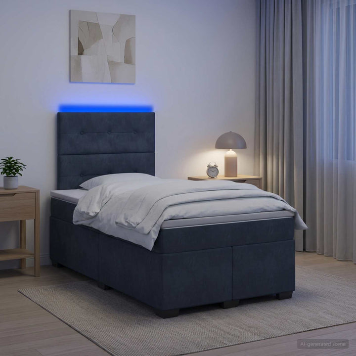 Boxmadras med topmadras Mørkegrå 120 x 190 cm Fløjl