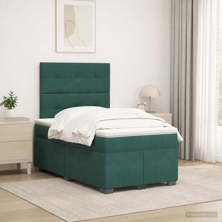 Boxmadras med topmadras Mørkegrøn 120 x 190 cm Fløjl