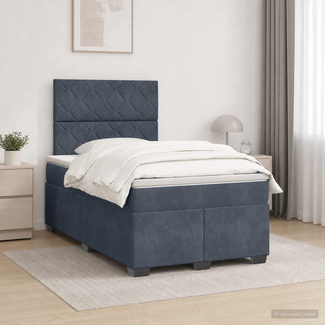 Boxmadras med topmadras Mørkegrå 120 x 190 cm Fløjl