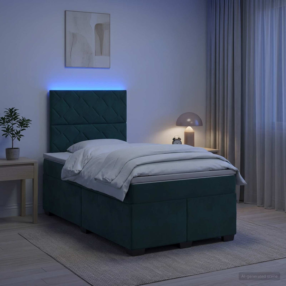 Boxmadras med topmadras Mørkegrøn 120 x 190 cm Fløjl