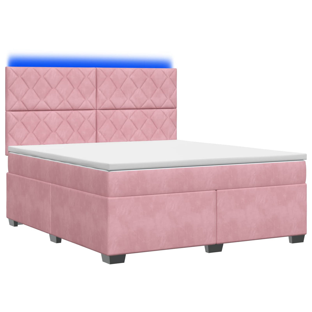 Boxmadras med topmadras Lyserød 140 x 200 cm Fløjl