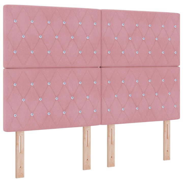 Boxmadras med topmadras Lyserød 160 x 200 cm Fløjl