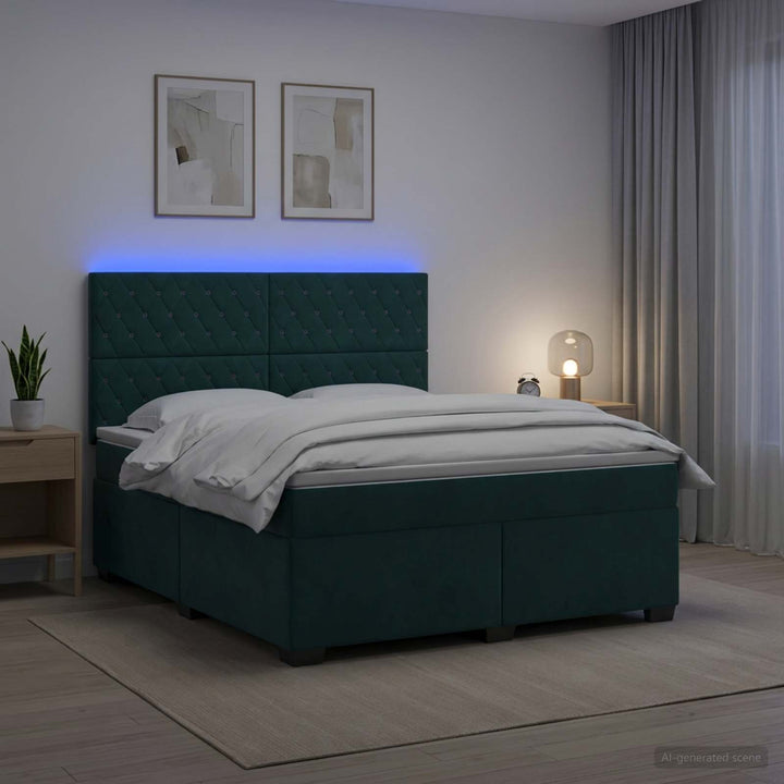 Boxmadras med topmadras Mørkegrøn 140 x 190 cm Fløjl