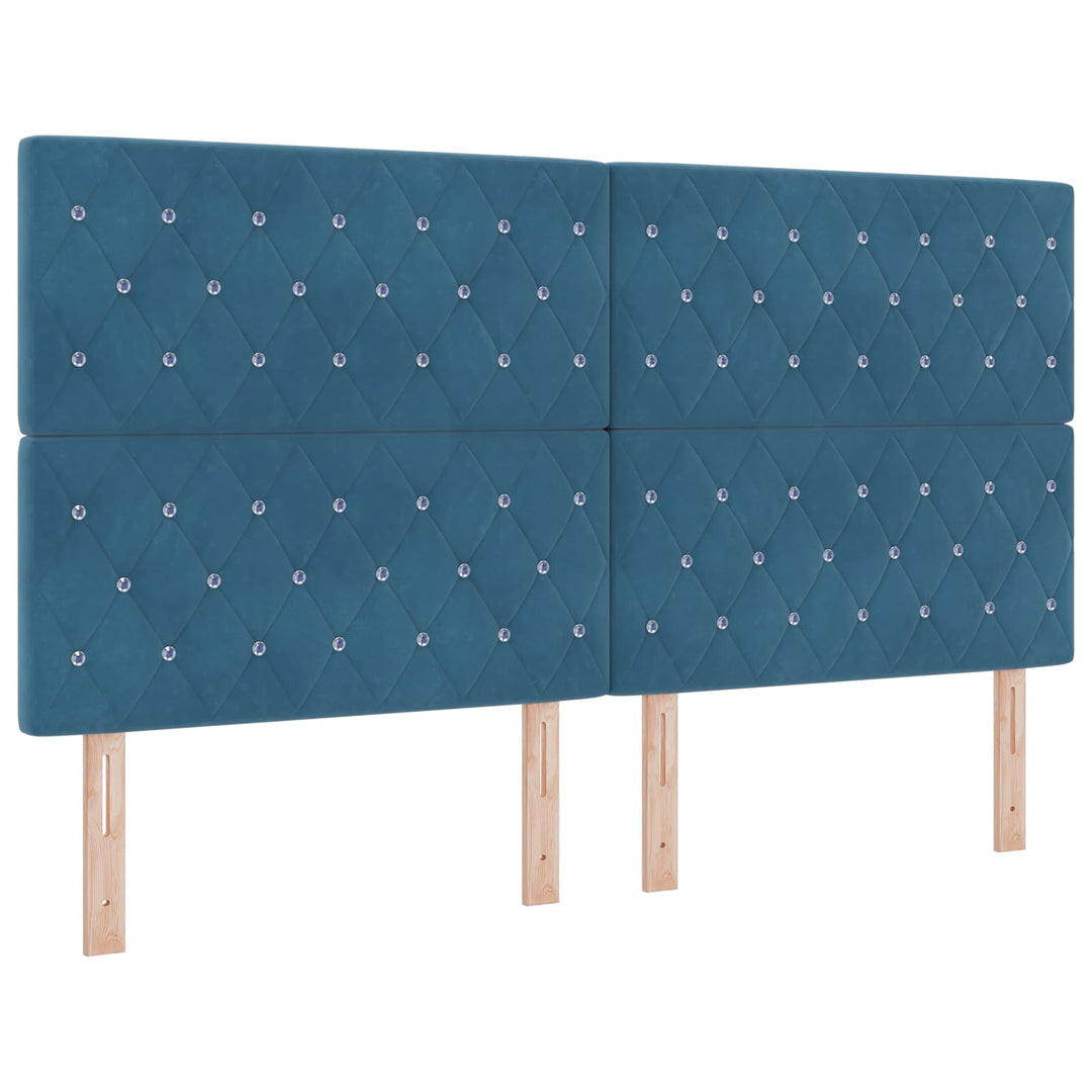 Boxmadras med topmadras med hovedgærde Blå 180 x 200 cm Fløjl